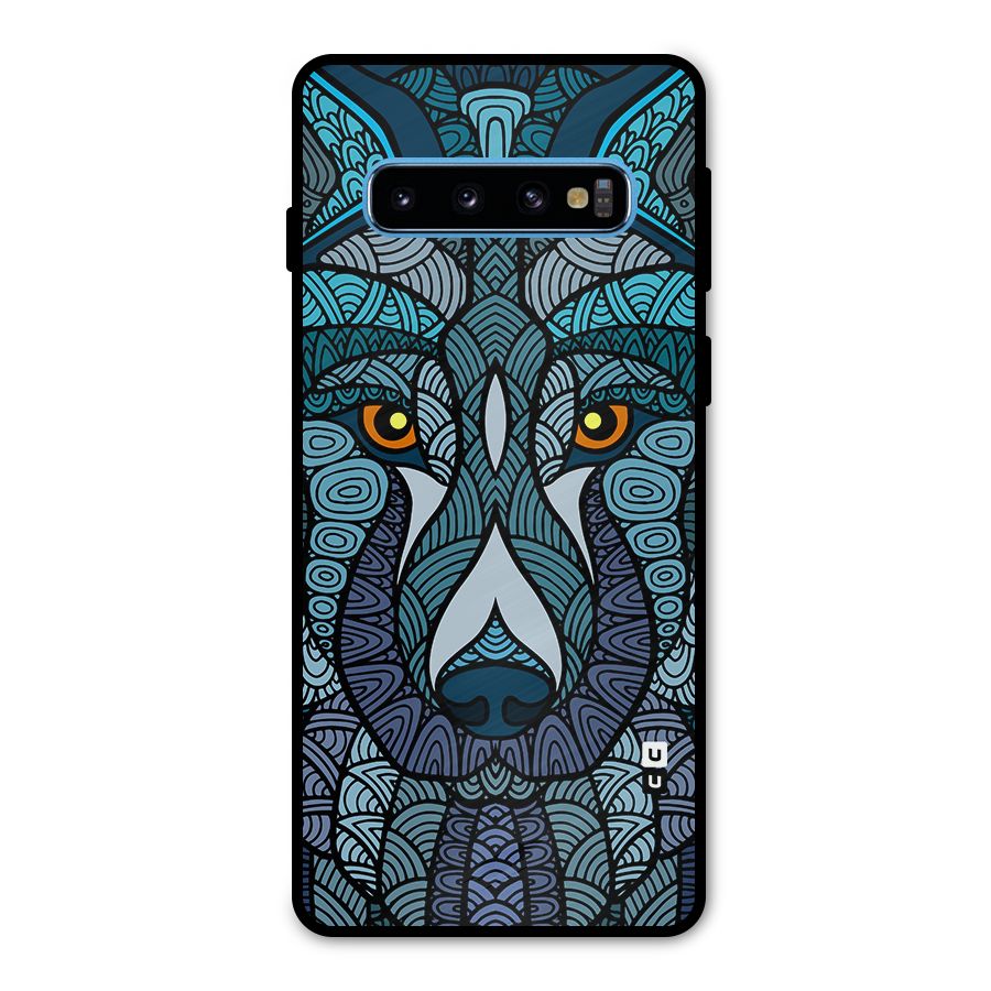 Ethnic Wolf Art Illustration Metal Back Case for Galaxy S10