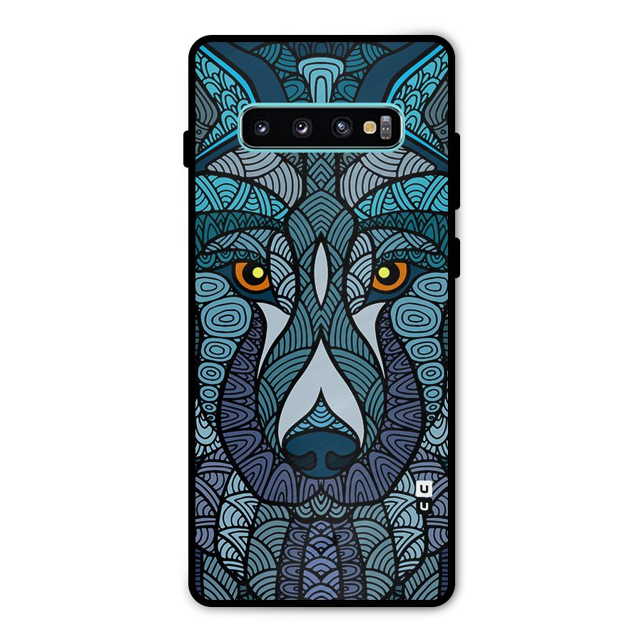 Ethnic Wolf Art Illustration Metal Back Case for Galaxy S10 Plus