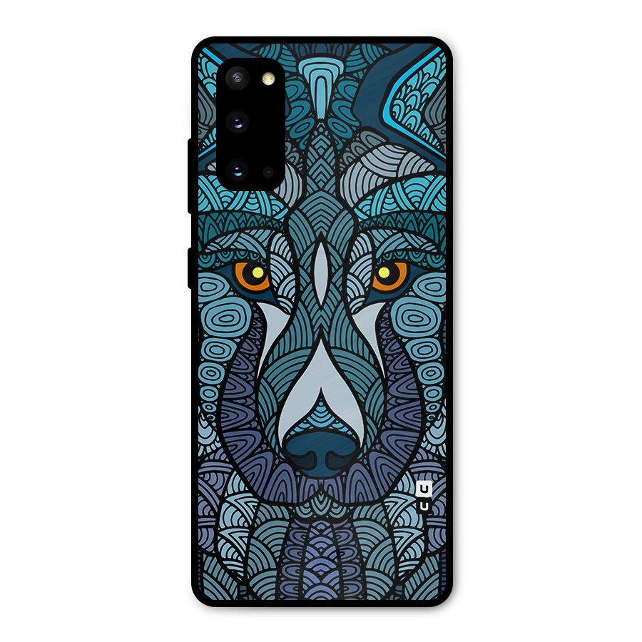 Ethnic Wolf Art Illustration Metal Back Case for Galaxy S20