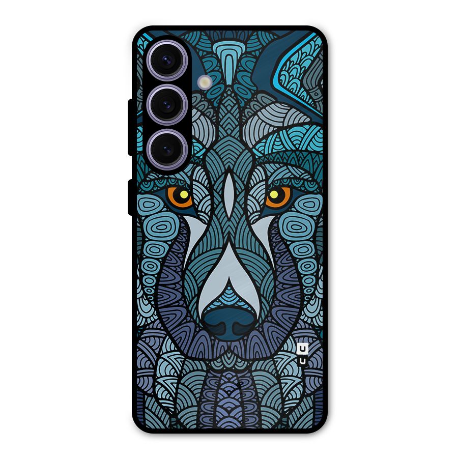 Ethnic Wolf Art Illustration Metal Back Case for Galaxy S24