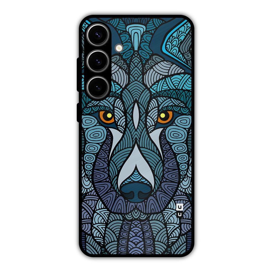 Ethnic Wolf Art Illustration Metal Back Case for Galaxy S24 Plus