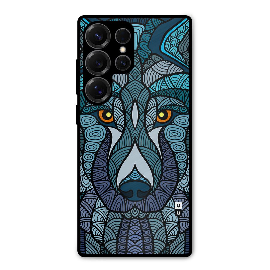 Ethnic Wolf Art Illustration Metal Back Case for Galaxy S25 Ultra