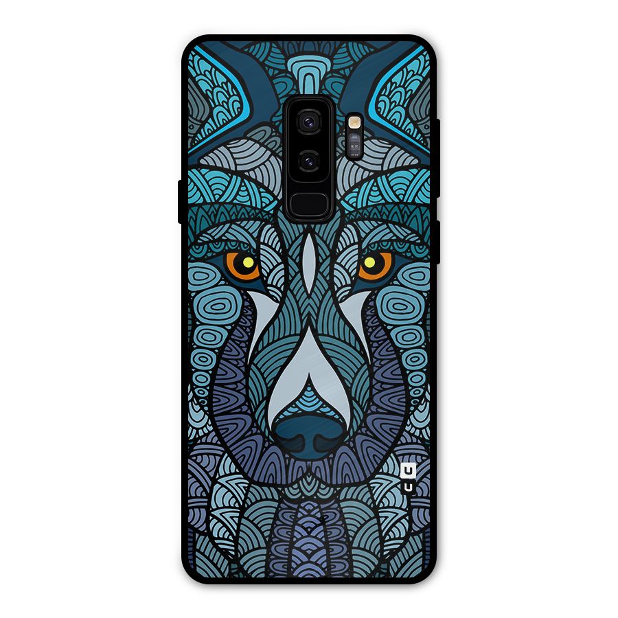 Ethnic Wolf Art Illustration Metal Back Case for Galaxy S9 Plus