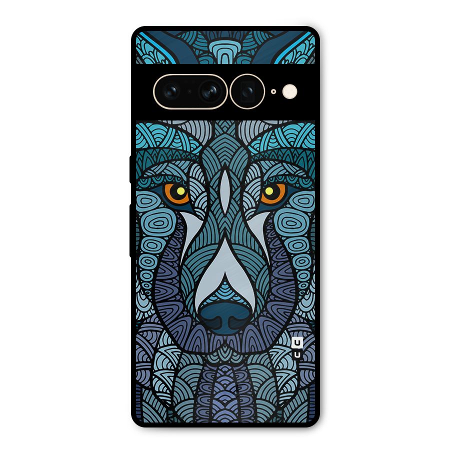 Ethnic Wolf Art Illustration Metal Back Case for Google Pixel 7 Pro