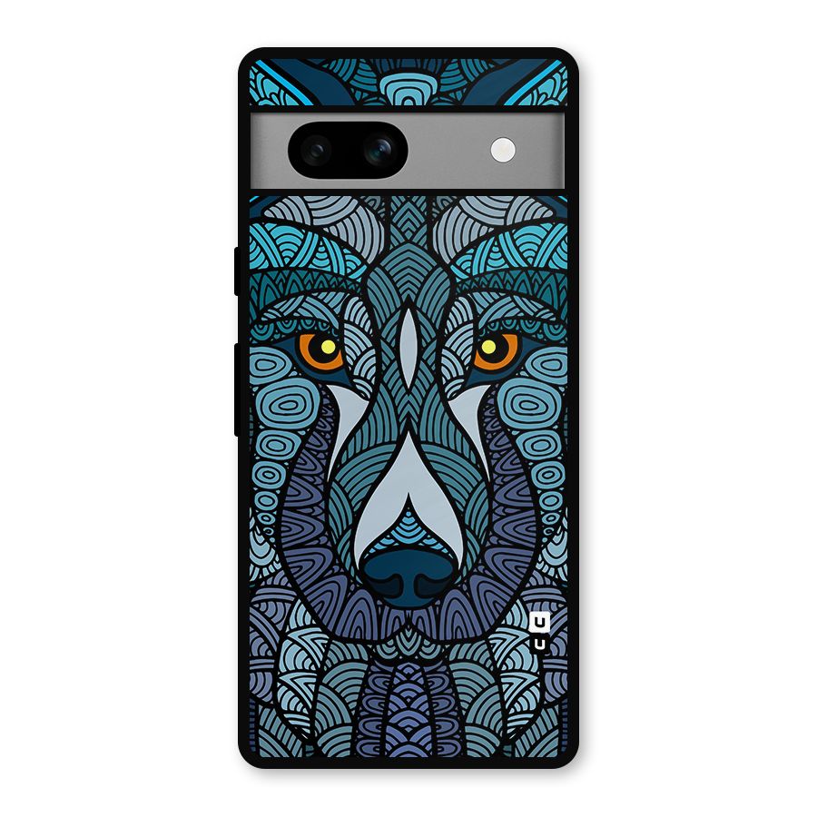 Ethnic Wolf Art Illustration Metal Back Case for Google Pixel 7a