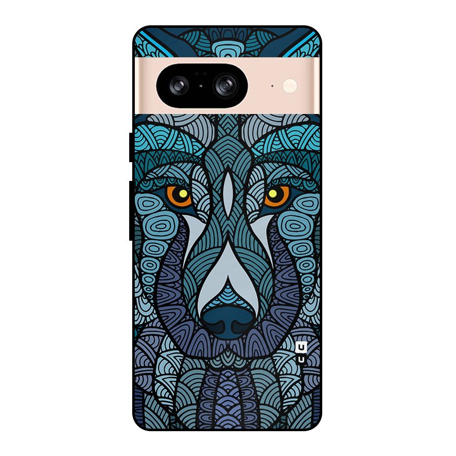 Ethnic Wolf Art Illustration Metal Back Case for Google Pixel 8