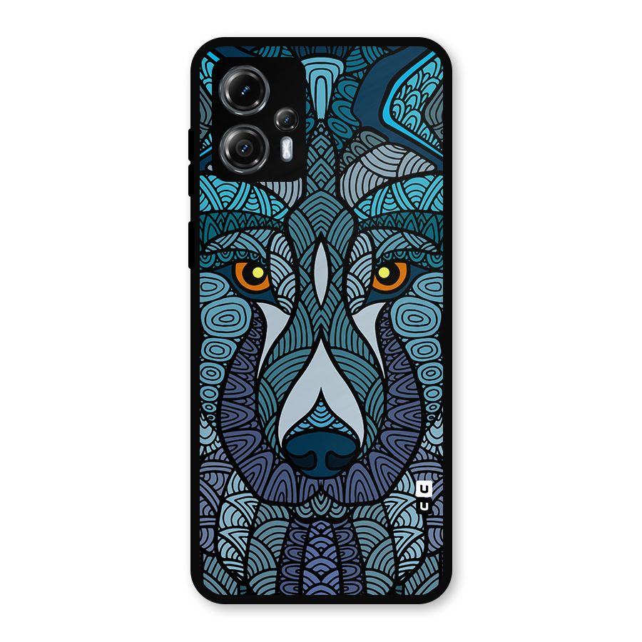 Ethnic Wolf Art Illustration Metal Back Case for Moto G13