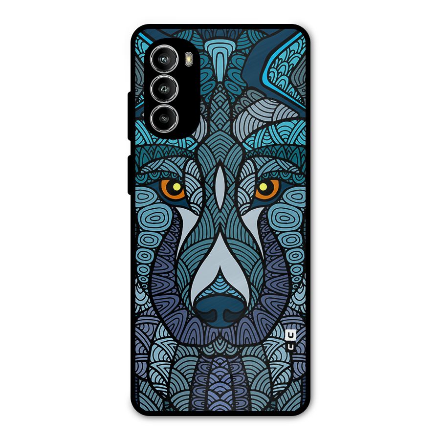 Ethnic Wolf Art Illustration Metal Back Case for Moto G52