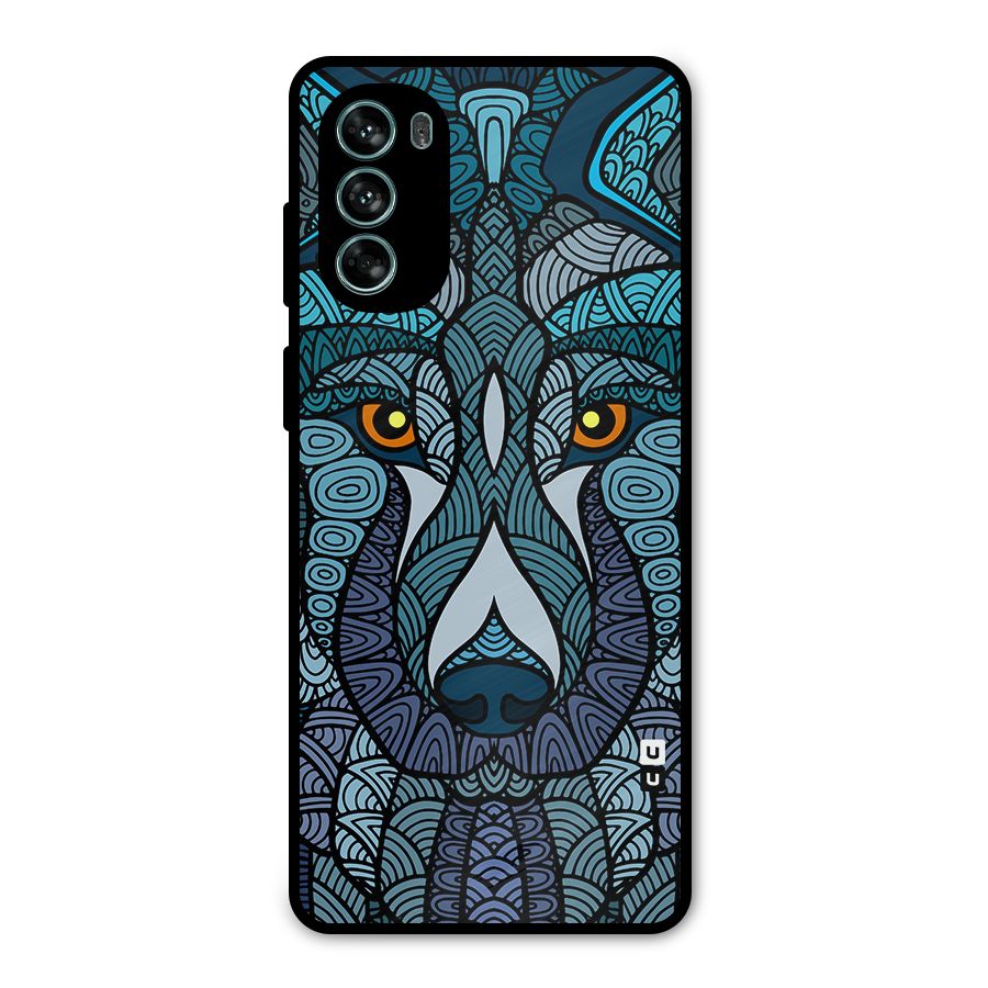 Ethnic Wolf Art Illustration Metal Back Case for Moto G62