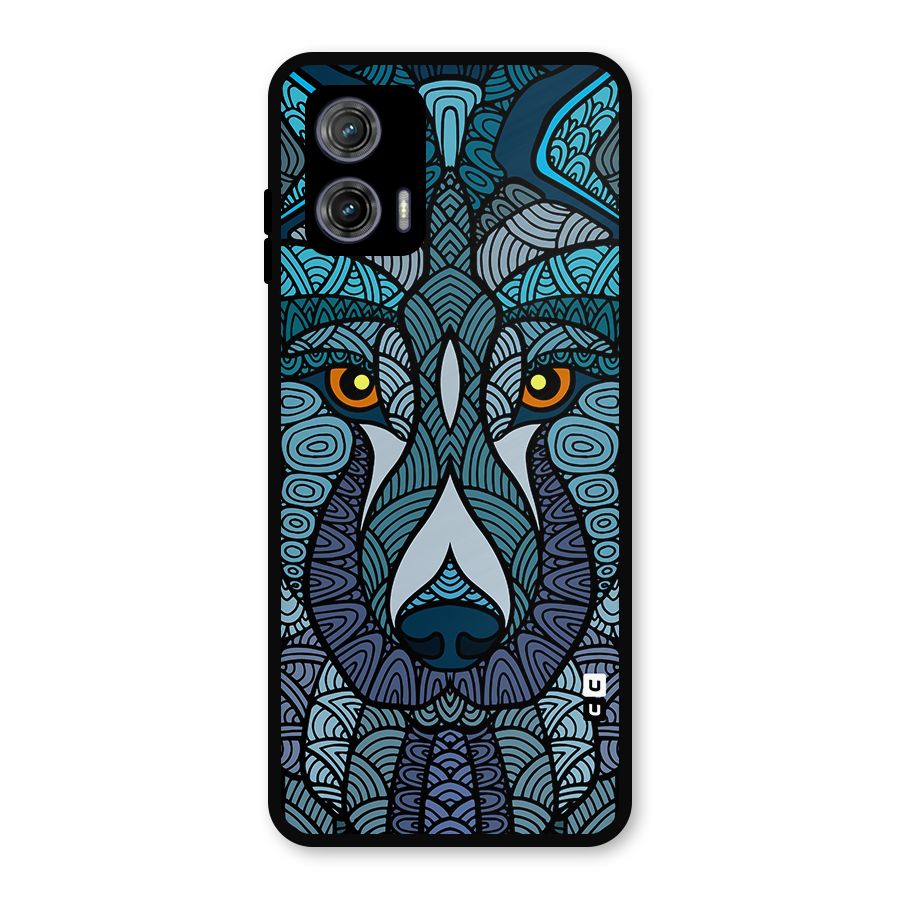 Ethnic Wolf Art Illustration Metal Back Case for Moto G73