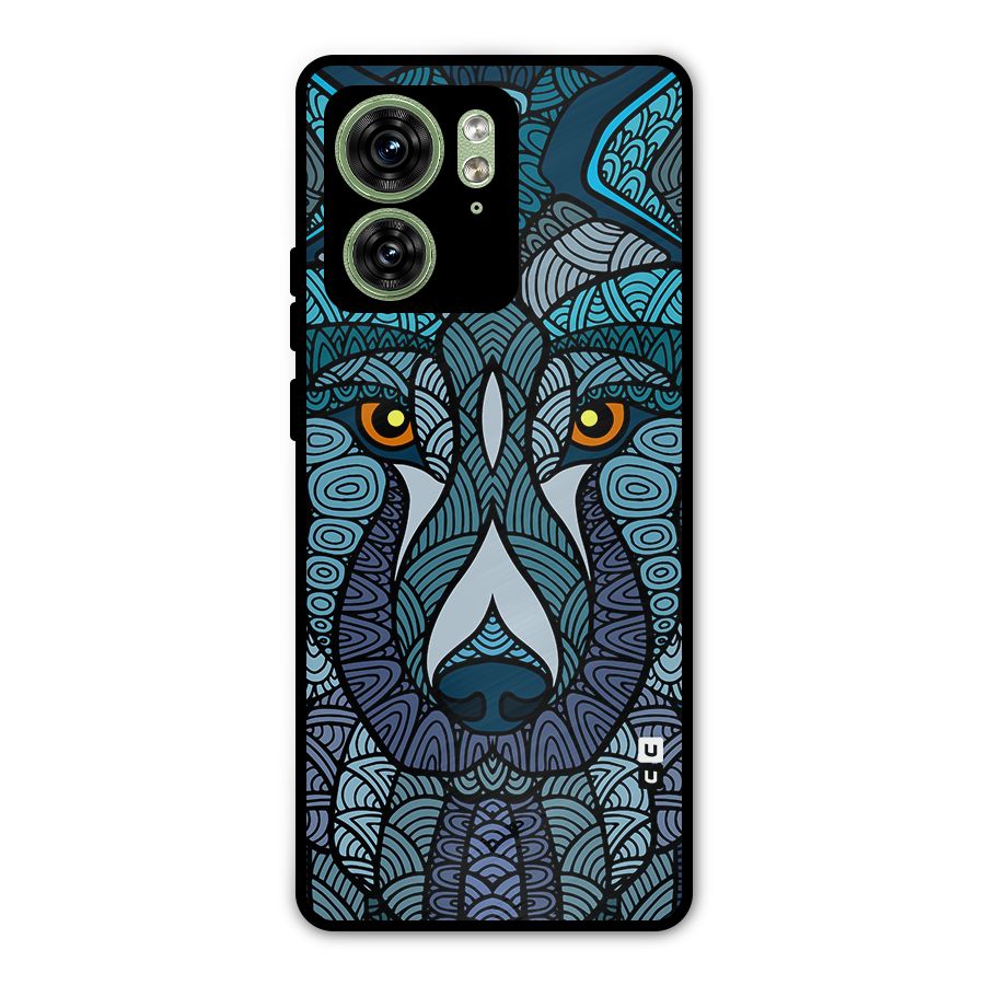 Ethnic Wolf Art Illustration Metal Back Case for Motorola Edge 40 5G
