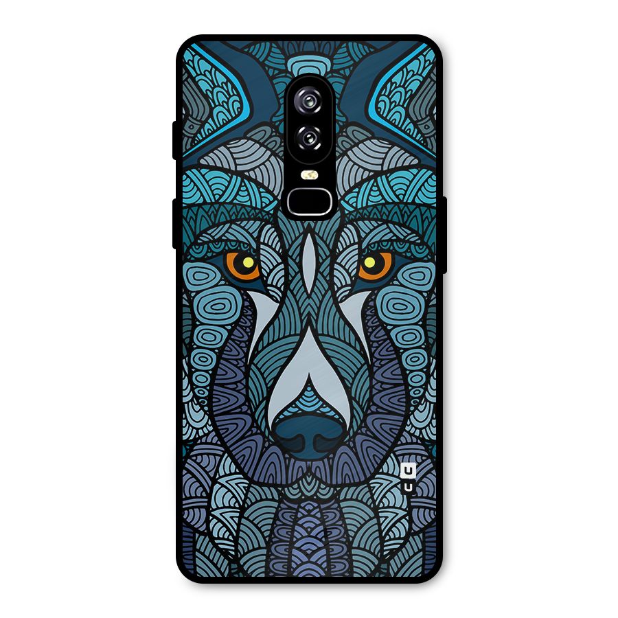 Ethnic Wolf Art Illustration Metal Back Case for OnePlus 6