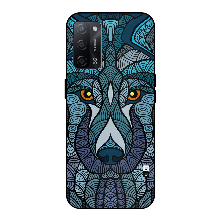 Ethnic Wolf Art Illustration Metal Back Case for Oppo A53s 5G