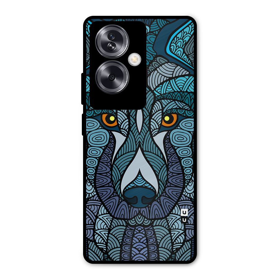 Ethnic Wolf Art Illustration Metal Back Case for Oppo A79 5G