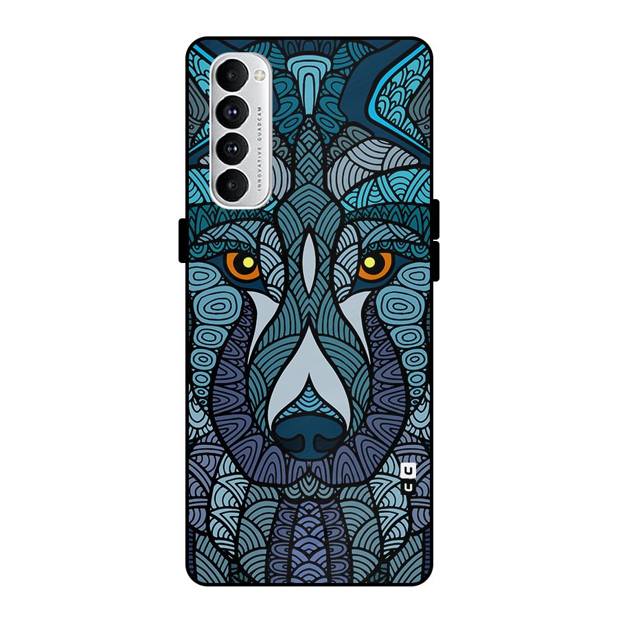 Ethnic Wolf Art Illustration Metal Back Case for Oppo Reno4 Pro