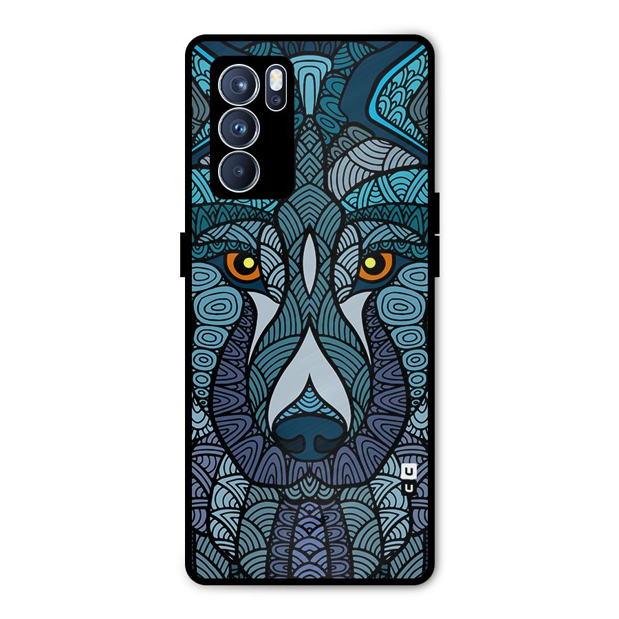 Ethnic Wolf Art Illustration Metal Back Case for Oppo Reno6 Pro 5G