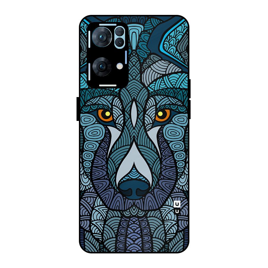 Ethnic Wolf Art Illustration Metal Back Case for Oppo Reno7 Pro 5G