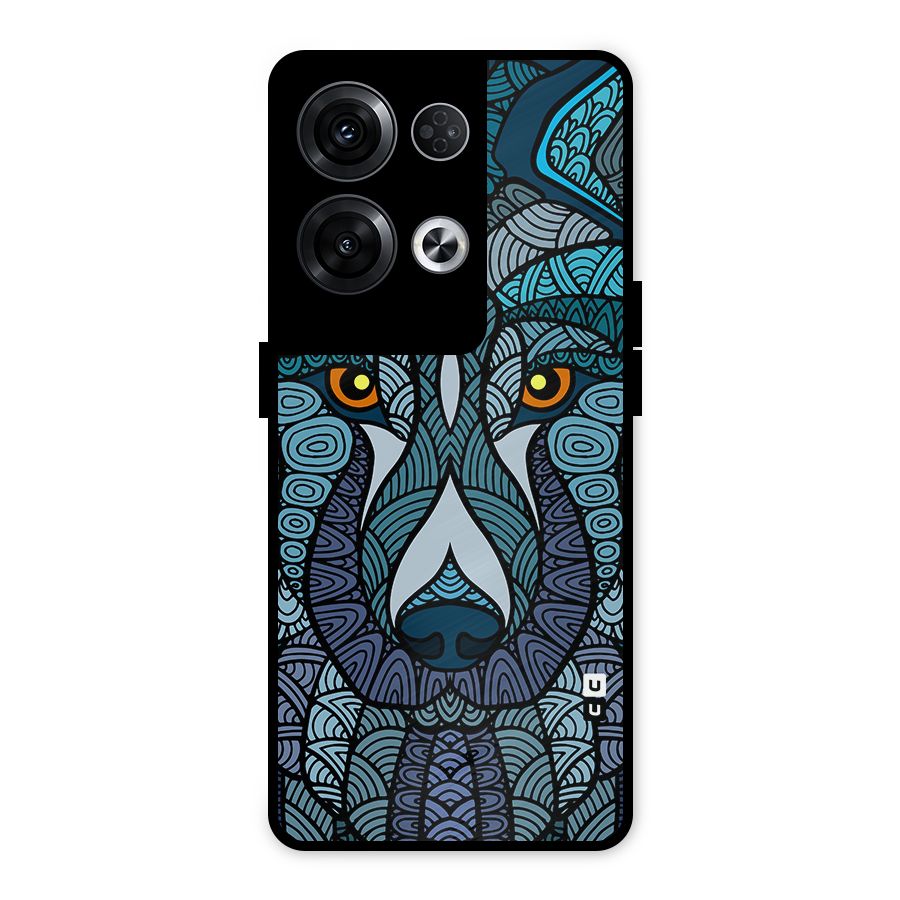 Ethnic Wolf Art Illustration Metal Back Case for Oppo Reno8 Pro 5G