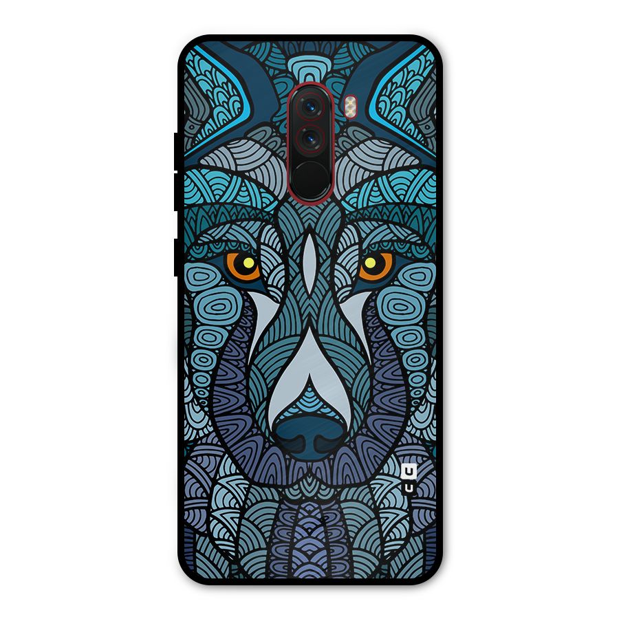 Ethnic Wolf Art Illustration Metal Back Case for Poco F1