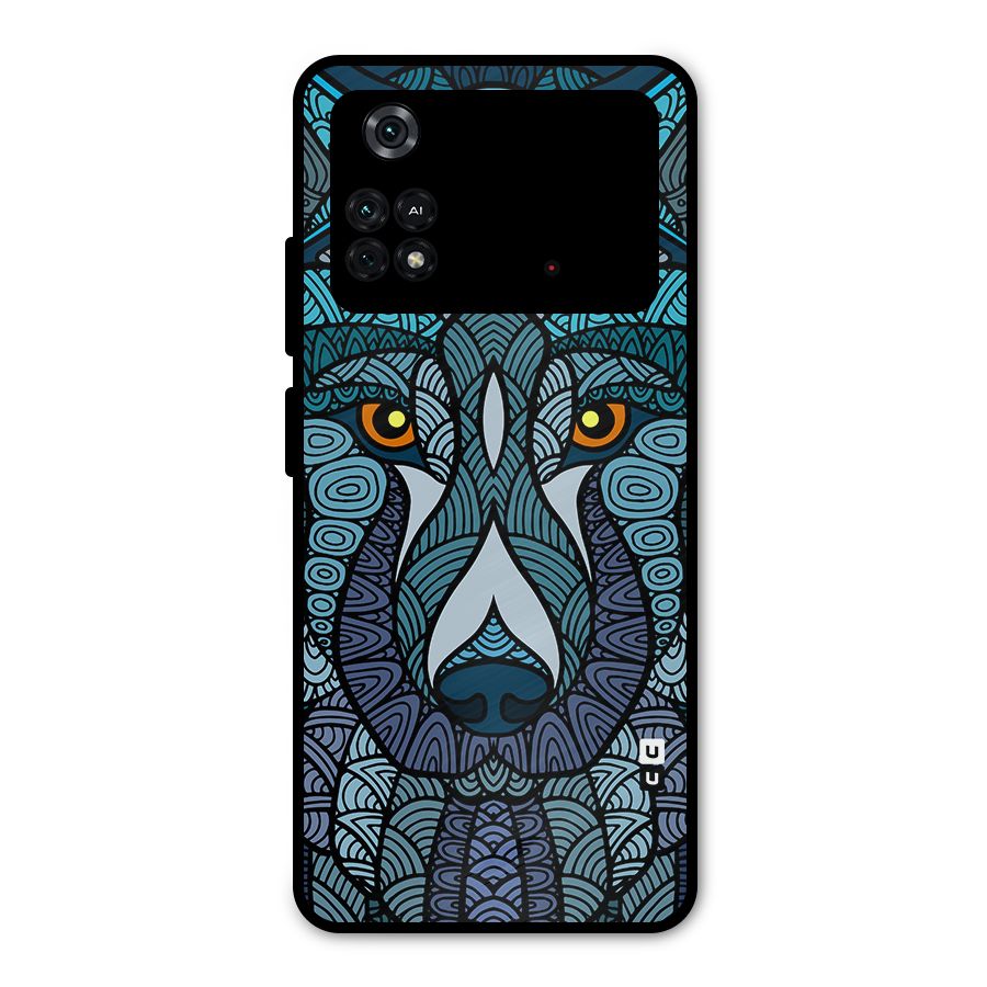 Ethnic Wolf Art Illustration Metal Back Case for Poco M4 Pro 4G