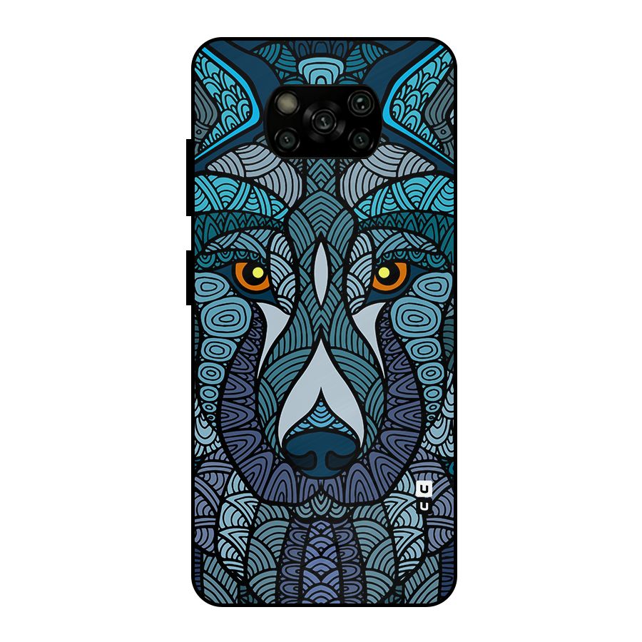 Ethnic Wolf Art Illustration Metal Back Case for Poco X3