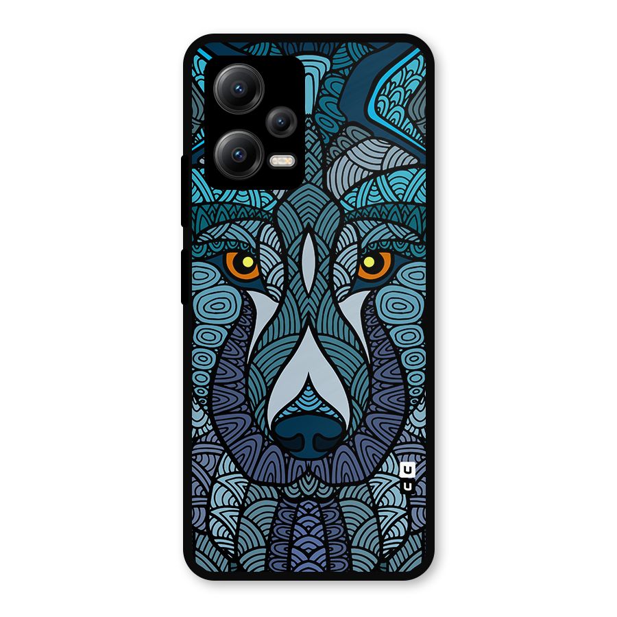 Ethnic Wolf Art Illustration Metal Back Case for Redmi Note 12 5G
