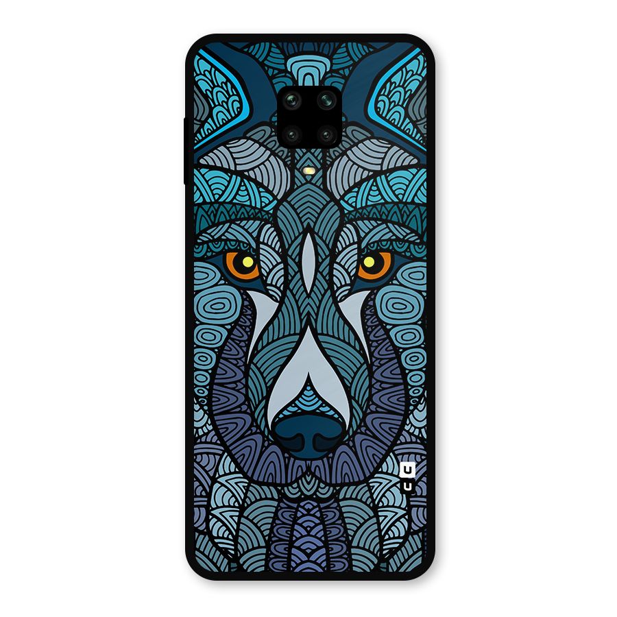 Ethnic Wolf Art Illustration Metal Back Case for Redmi Note 9 Pro