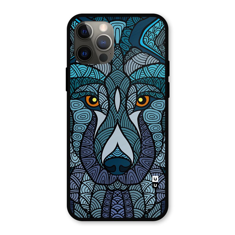 Ethnic Wolf Art Illustration Metal Back Case for iPhone 12 Pro