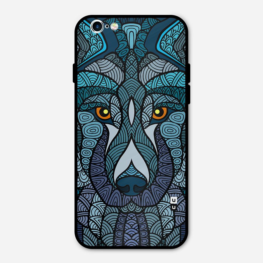 Ethnic Wolf Art Illustration Metal Back Case for iPhone 6 6s