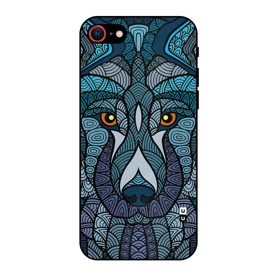 Ethnic Wolf Art Illustration Metal Back Case for iPhone 7