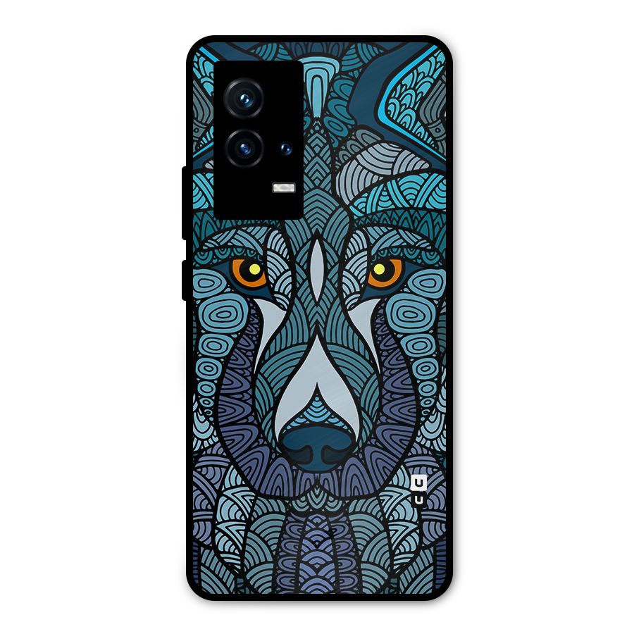 Ethnic Wolf Art Illustration Metal Back Case for iQOO 9 5G