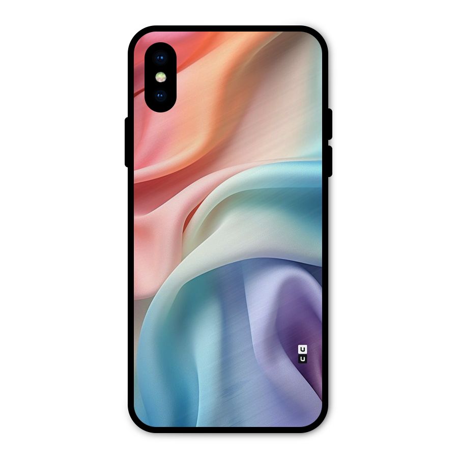 Fabric Pastel Metal Back Case for iPhone XS