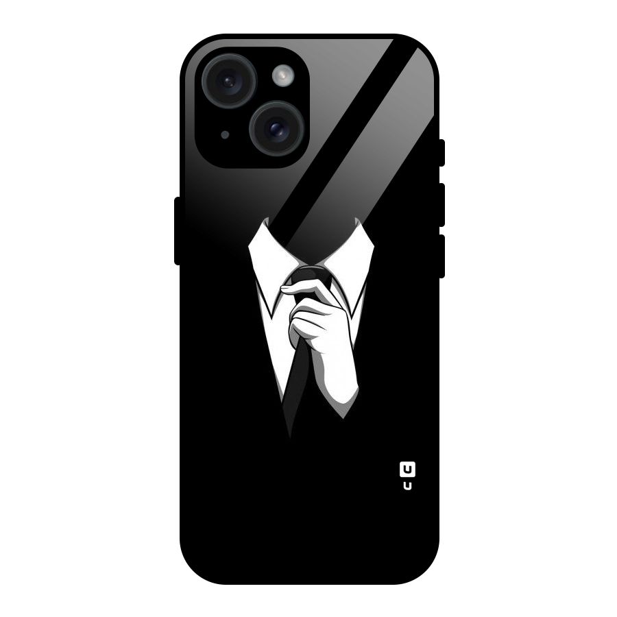 Faceless Gentleman Glass Back Case for iPhone 15