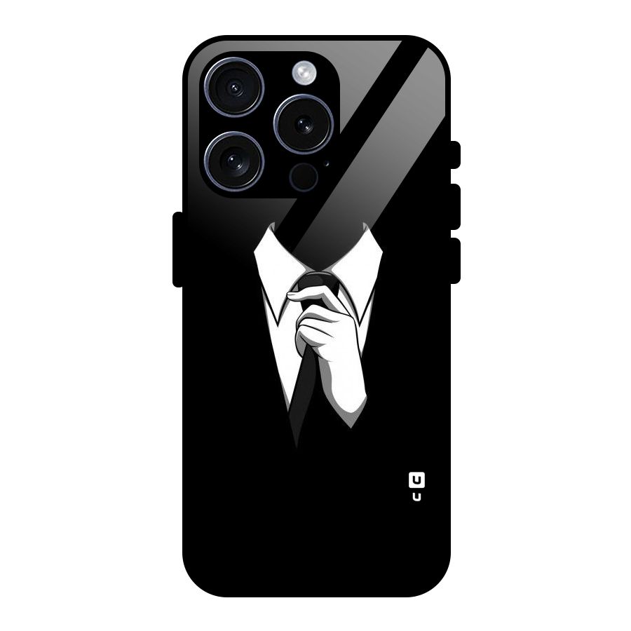 Faceless Gentleman Glass Back Case for iPhone 15 Pro