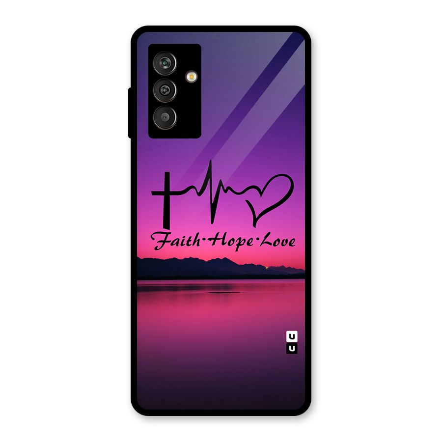 Faith Hope Love Evening Sky Glass Back Case for Galaxy M13