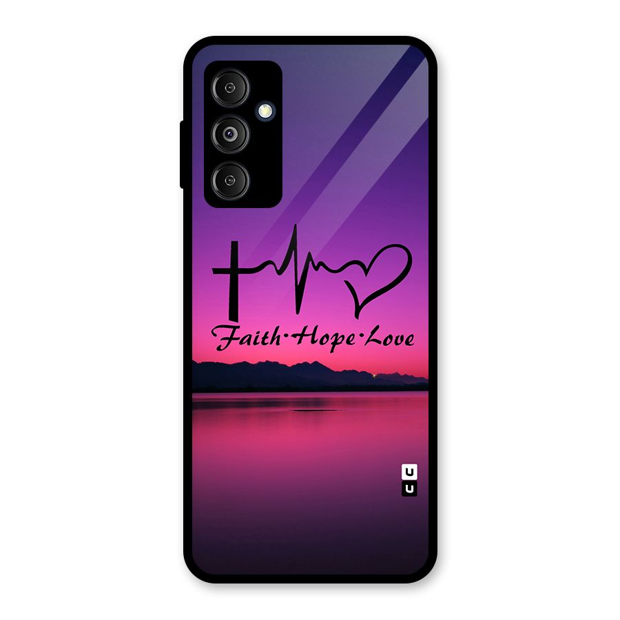 Faith Hope Love Evening Sky Glass Back Case for Galaxy M14 5G