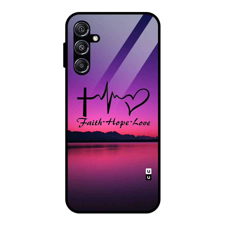 Faith Hope Love Evening Sky Glass Back Case for Galaxy M34 5G