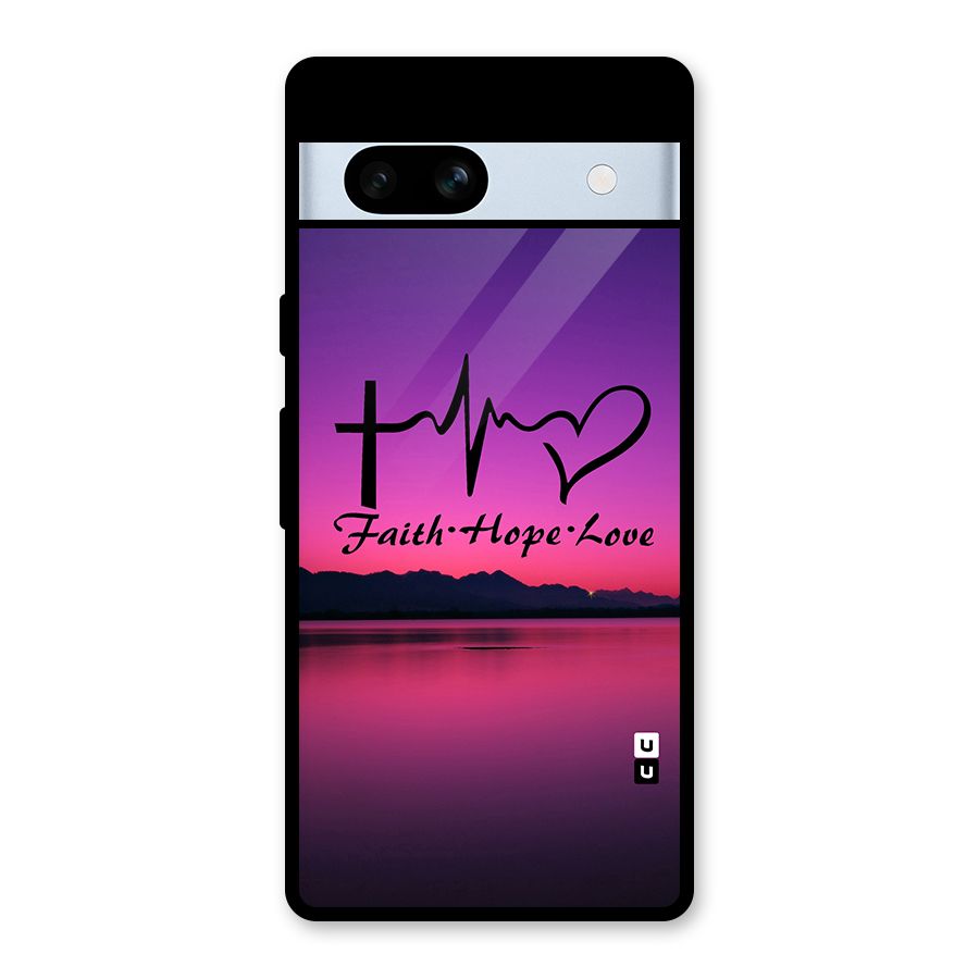 Faith Hope Love Evening Sky Glass Back Case for Google Pixel 7a