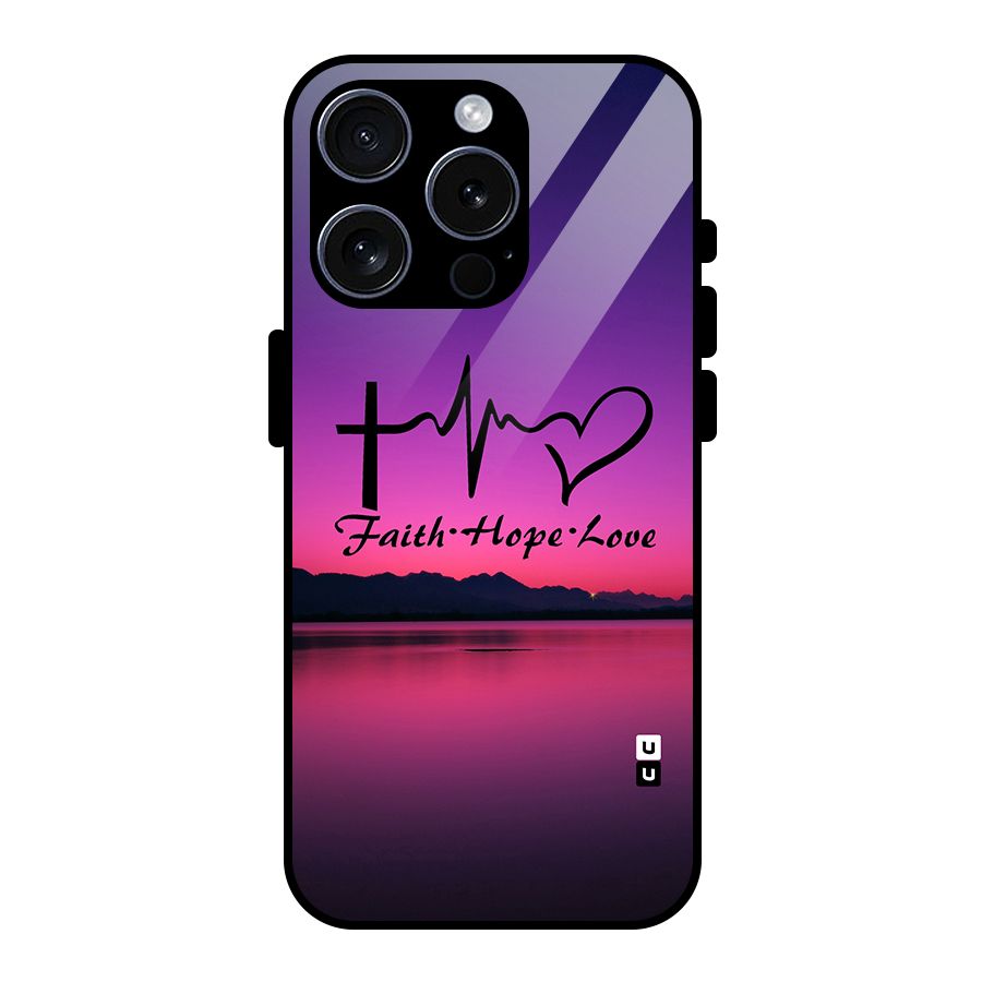 Faith Hope Love Evening Sky Glass Back Case for iPhone 15 Pro