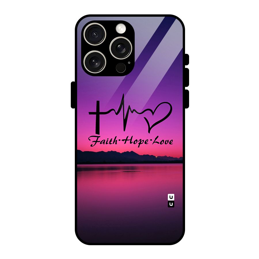 Faith Hope Love Evening Sky Glass Back Case for iPhone 15 Pro Max
