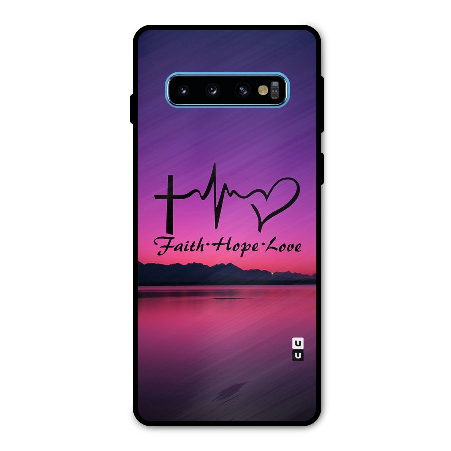 Faith Hope Love Evening Sky Metal Back Case for Galaxy S10