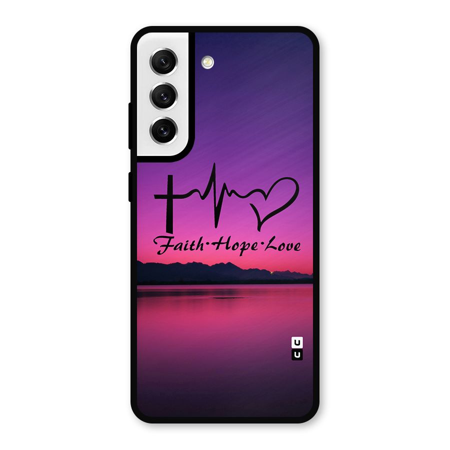 Faith Hope Love Evening Sky Metal Back Case for Galaxy S21 FE 5G