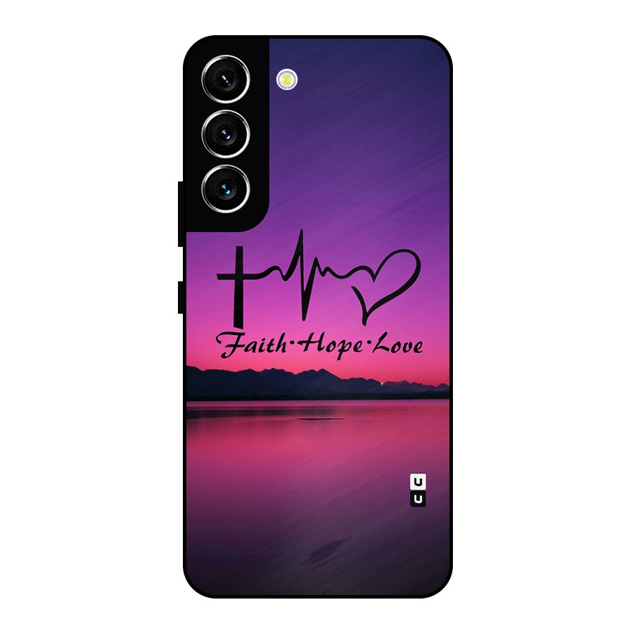 Faith Hope Love Evening Sky Metal Back Case for Galaxy S22 5G