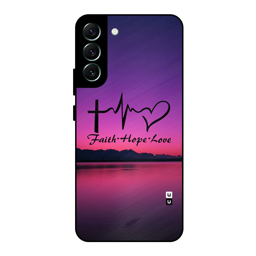 Faith Hope Love Evening Sky Metal Back Case for Galaxy S22 Plus 5G