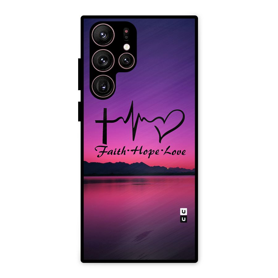 Faith Hope Love Evening Sky Metal Back Case for Galaxy S22 Ultra 5G