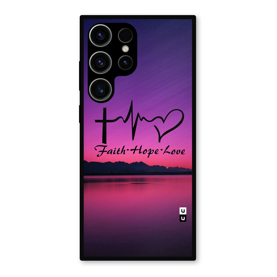 Faith Hope Love Evening Sky Metal Back Case for Galaxy S23 Ultra