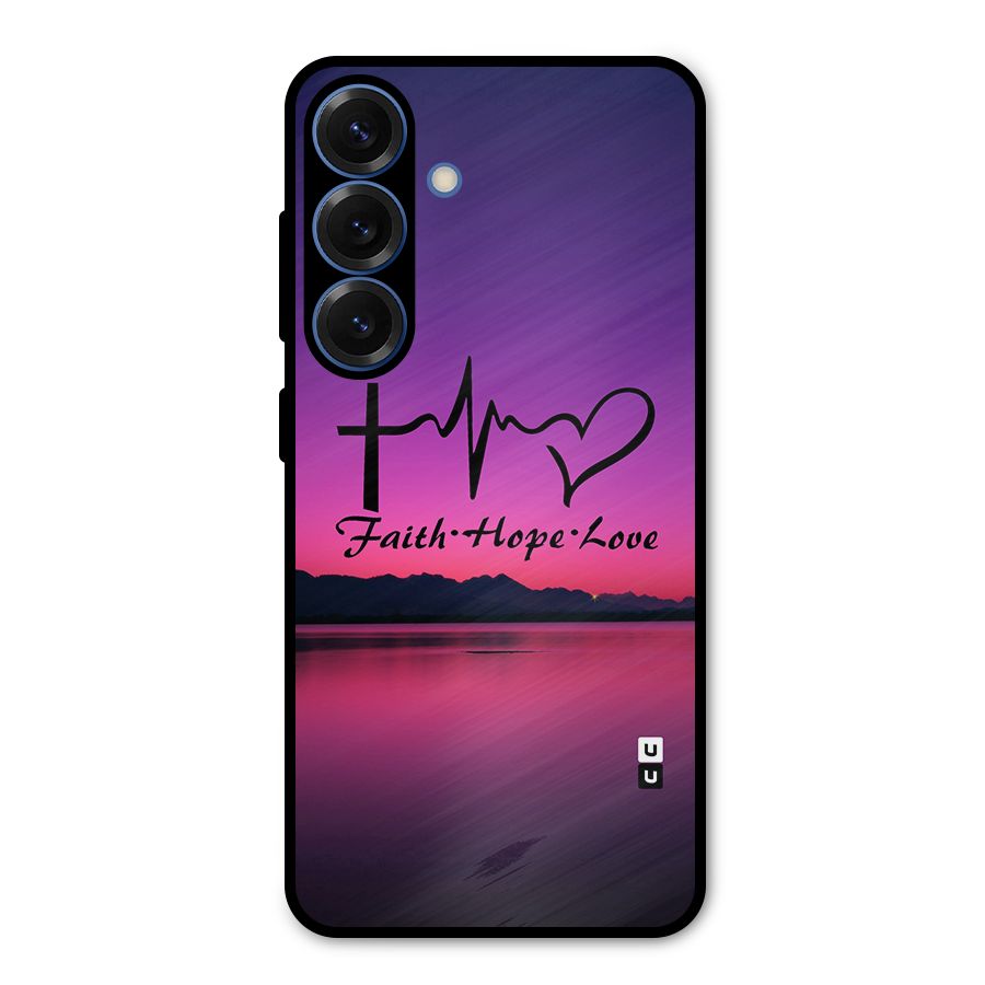 Faith Hope Love Evening Sky Metal Back Case for Galaxy S25