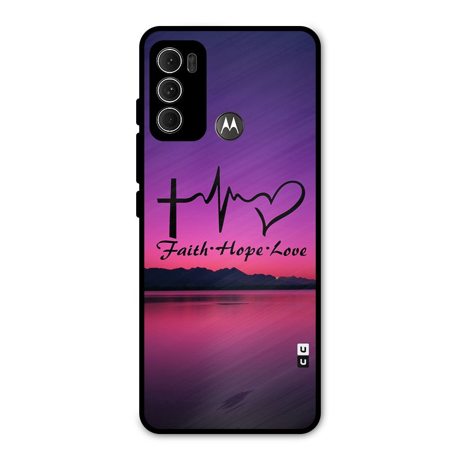 Faith Hope Love Evening Sky Metal Back Case for Moto G60