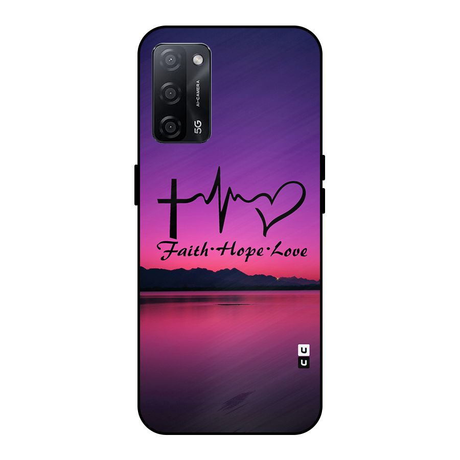 Faith Hope Love Evening Sky Metal Back Case for Oppo A53s 5G