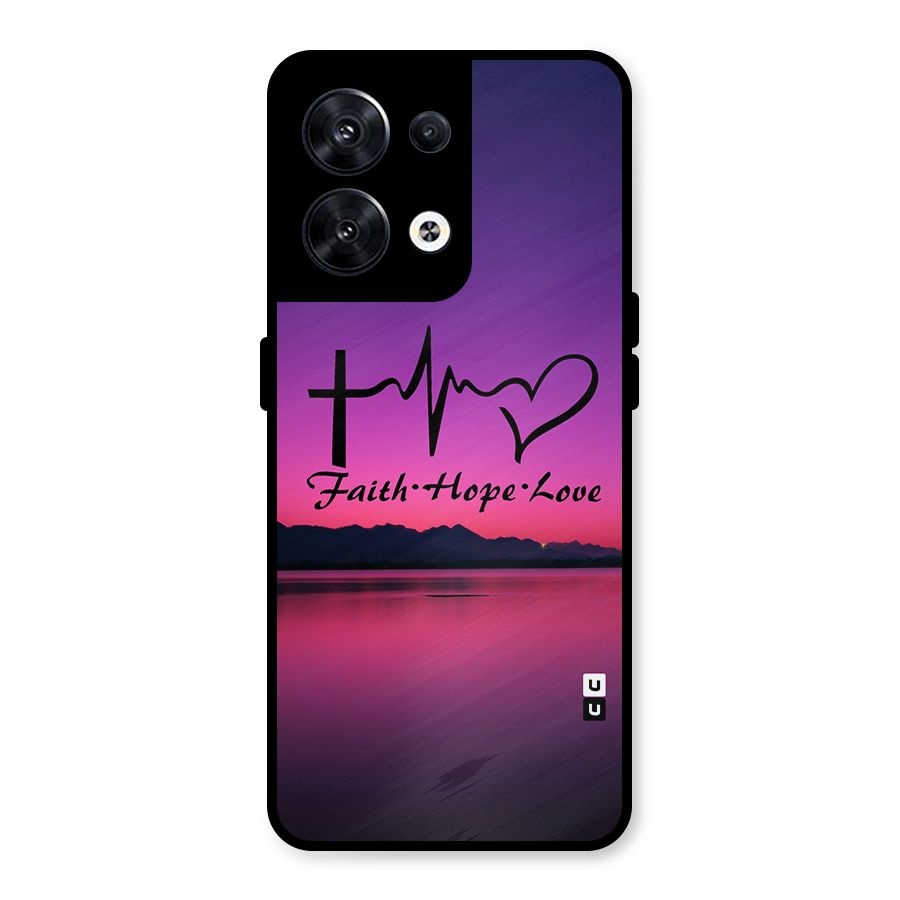 Faith Hope Love Evening Sky Metal Back Case for Oppo Reno8 5G